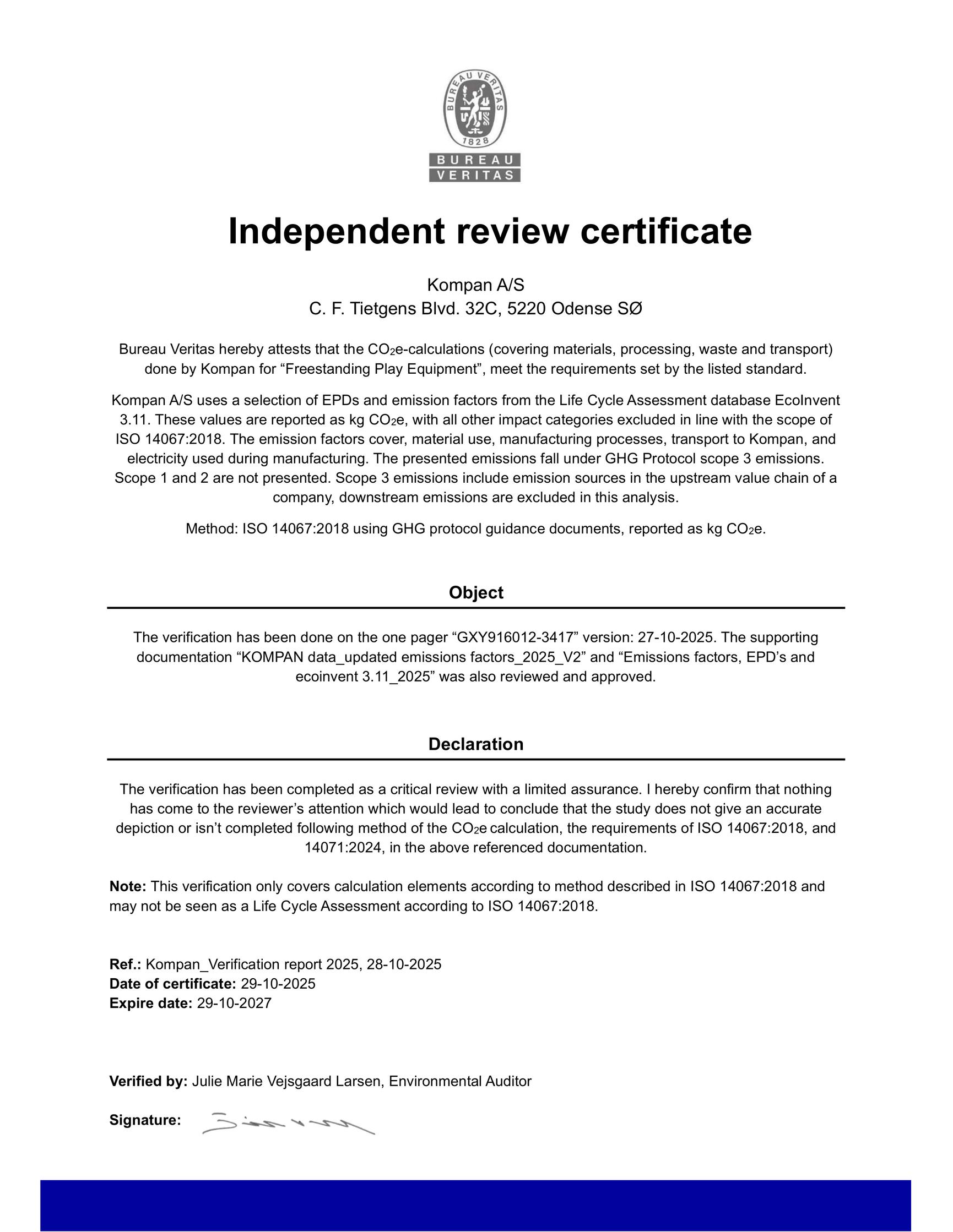Kompan certificate - GXY916012